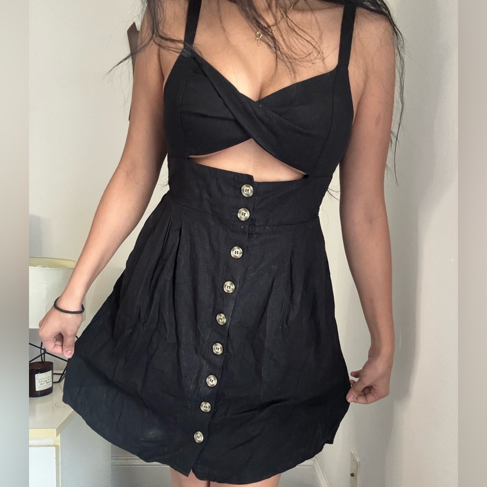 Forever 21 Black Button-Front Mini Dress